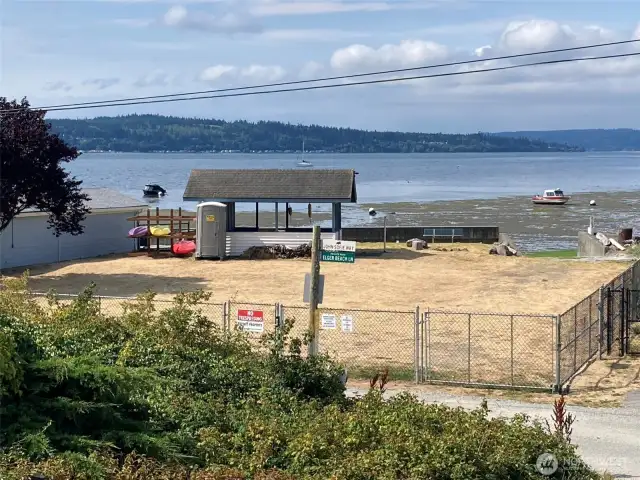 Picnic tables, and campfire pit at the cabana