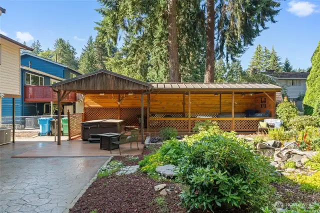 Covered BBQ with electric outlets