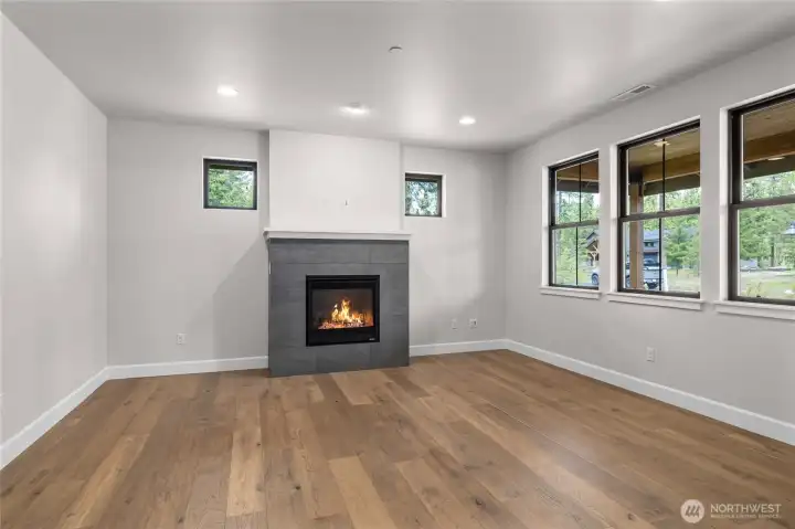Living/Study with gas fireplace.