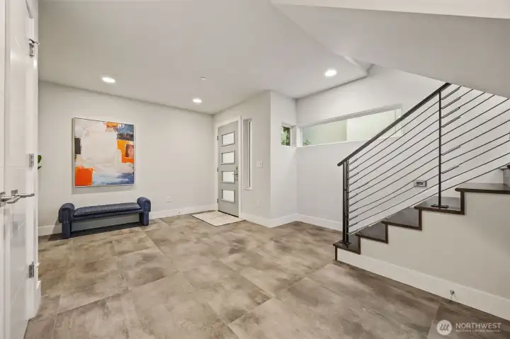 Radiant heated floorings on lower level