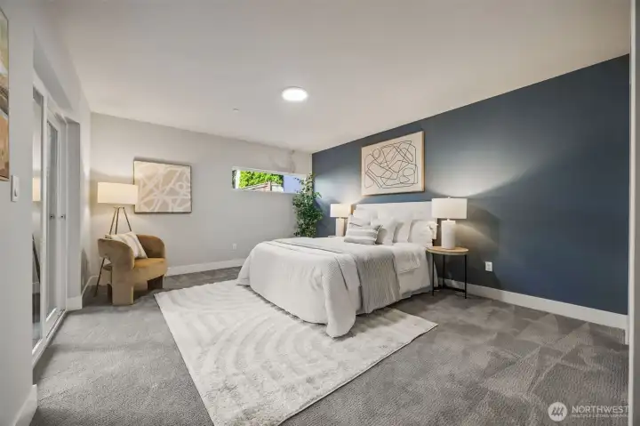 Large room on lower level can be used as a bedroom or rec room