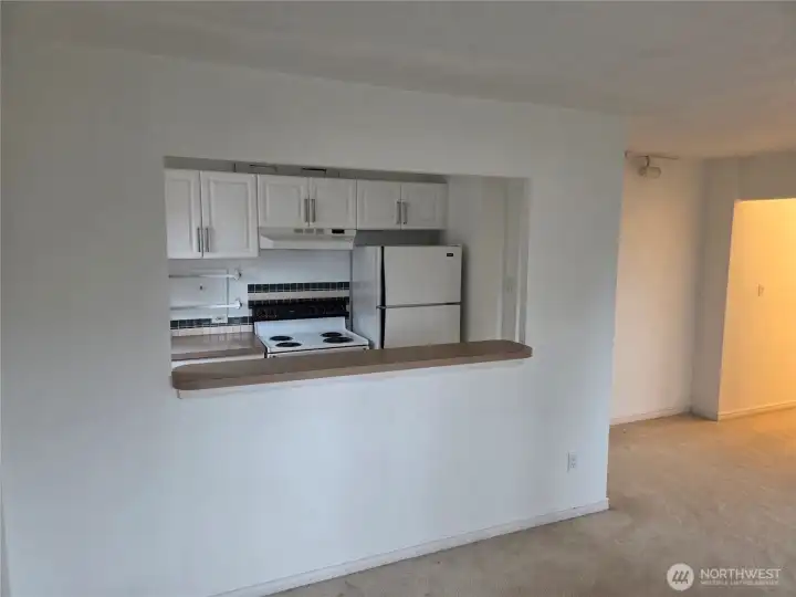 Kitchen dividing wall with eating counter