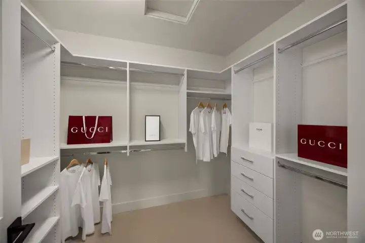 Primary walk-in closet with built-ins.