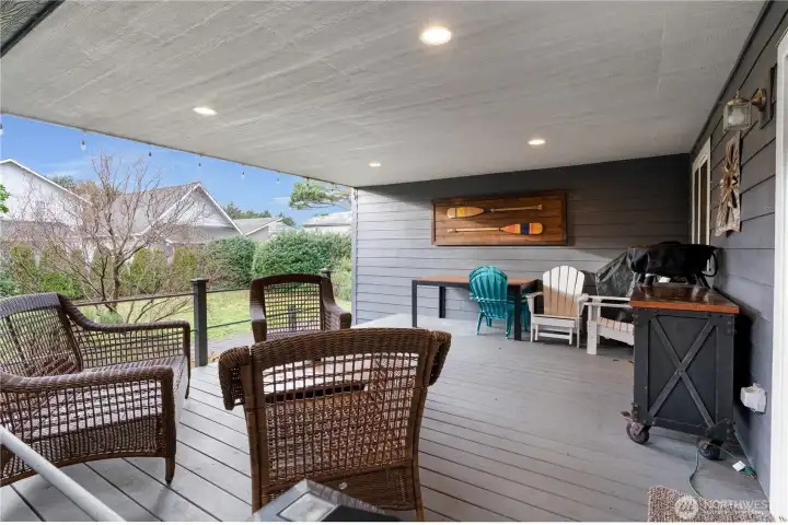 Covered deck in Back yard.