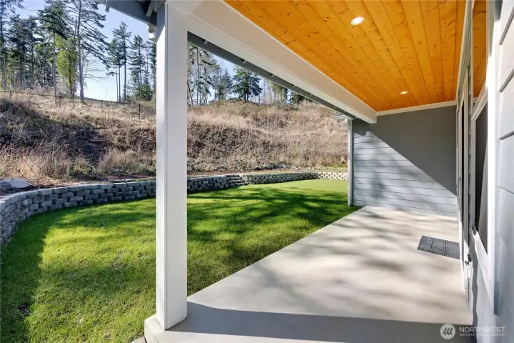 Covered back patio off living area.