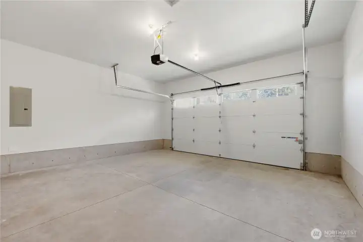 Expansive two car garage.