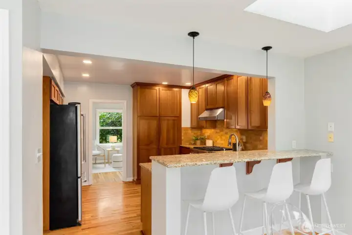 Counter seating in the kitchen.
