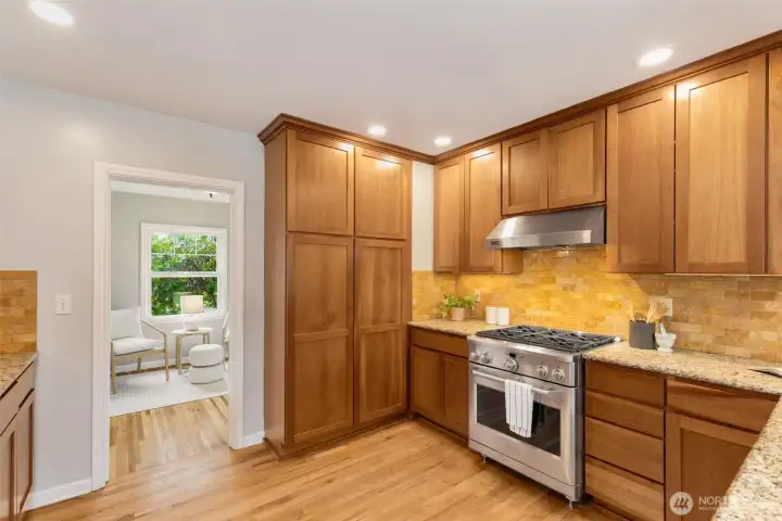 High end stainless steel appliances.