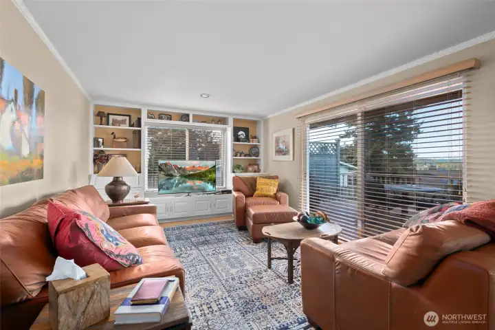 Custom built ins in living area.