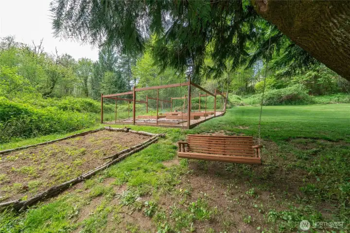 There is a designated garden area fenced so as to prevent deer from getting in.