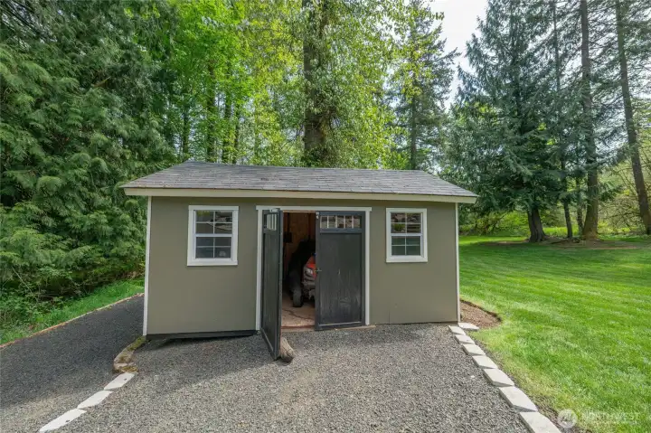 close up of the shed which is in excellent condition!