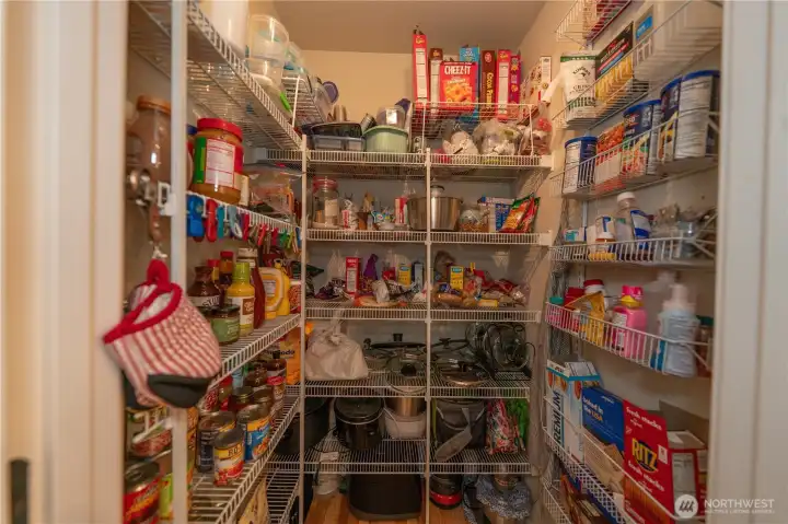 This is the walk in food pantry in the kitchen-lots of storage shelves.
