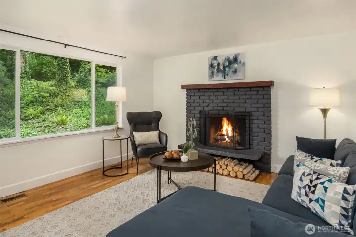 Wood burning fireplace