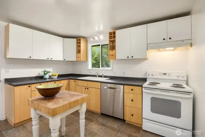 Extra storage in this large kitchen.