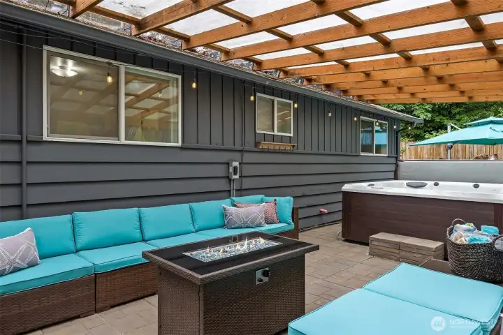 Covered back patio - perfect for relaxing.