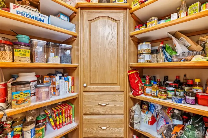 Walk in pantry with loads of space. Complet with its own cabinet and drawers
