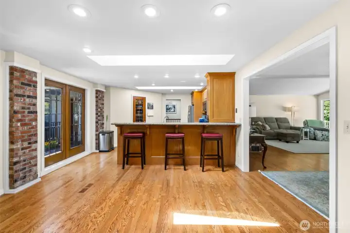Eat in kitchen with breakfast bar and plenty of space for an additional dining table