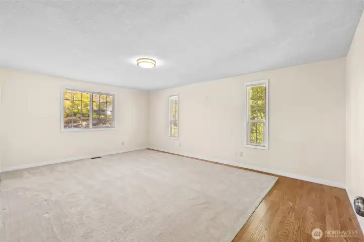 Primary bedroom. This photo is altered. The furnitur has been removed to showcase the space in this room