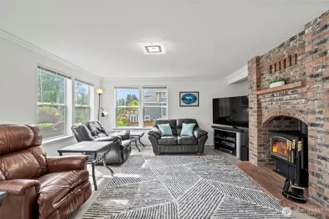 Awesome wood stove for cold winter nights in the cozy family room.