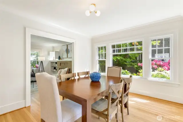 Large windows flood the room with westerly light.