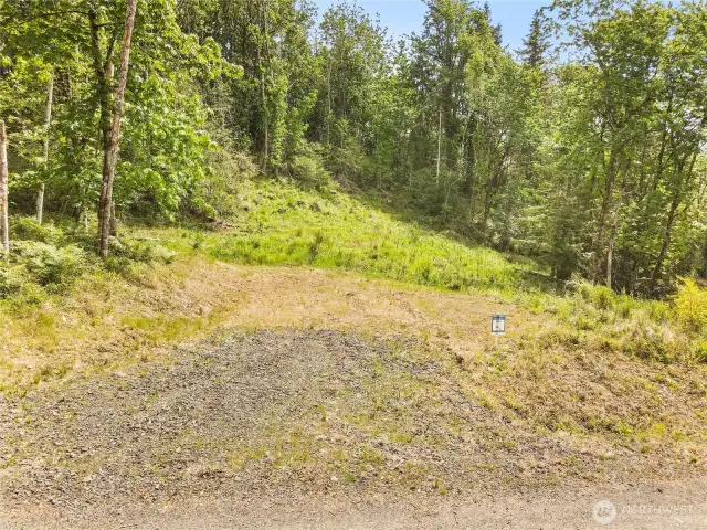 Cleared driveway entrance to the lot