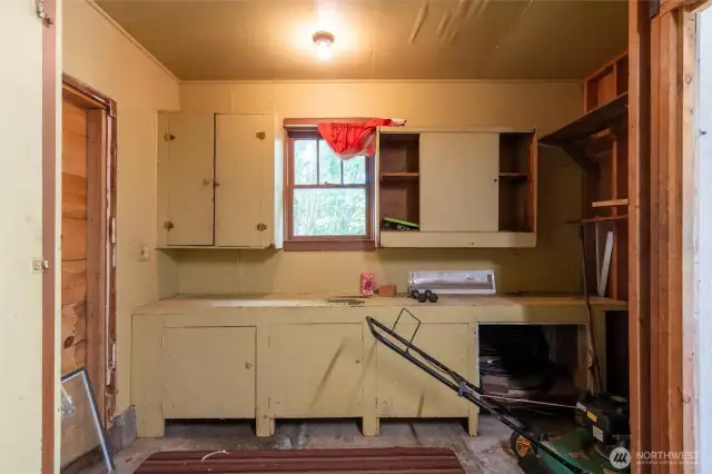 Alternate view of the laundry shed, which provides additional storage for the home.