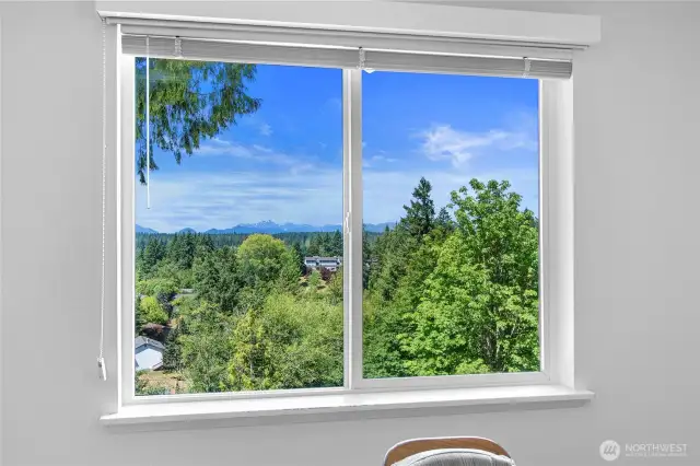 Westerly view from the dining area.  Solar shades can be used if/when needed