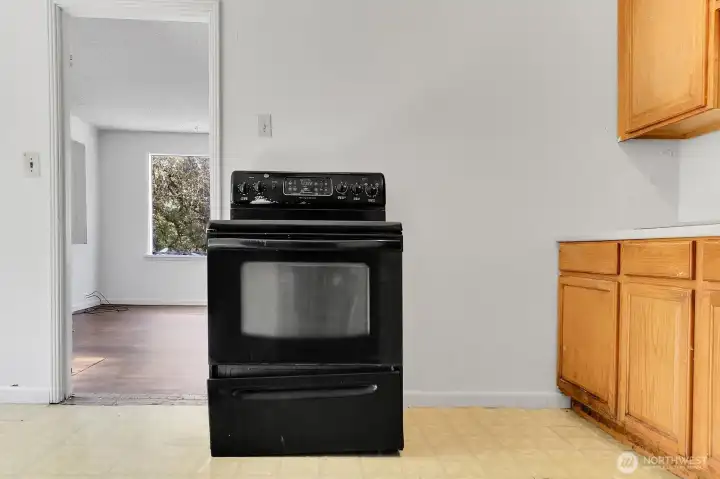 Kitchen off of the living room