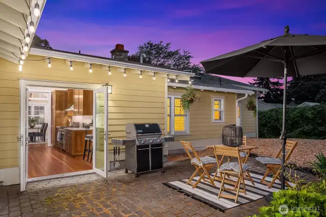 French doors draw you out to the lovely patio.