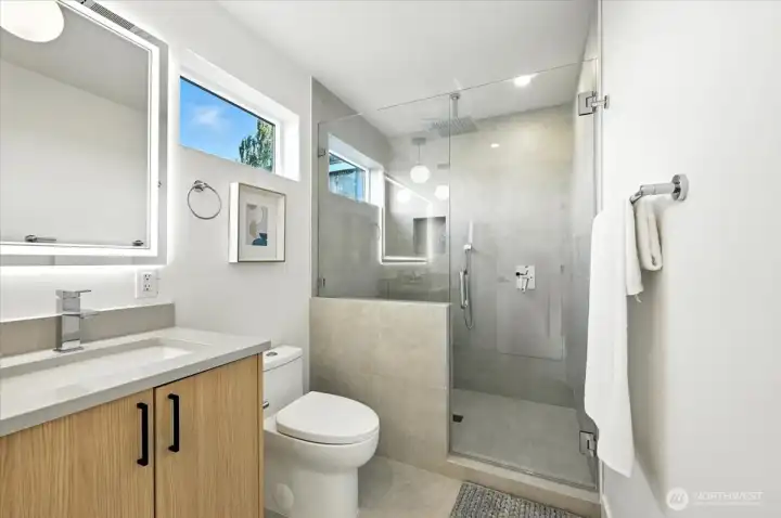 Huge shower with rain shower head