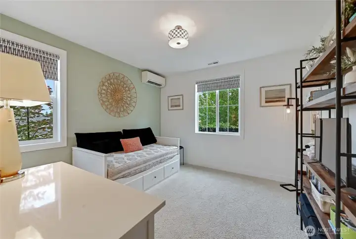 Guest room at the other end of the home provides privacy for you, and your guests. Zone mini split for heating and cooling comfort.