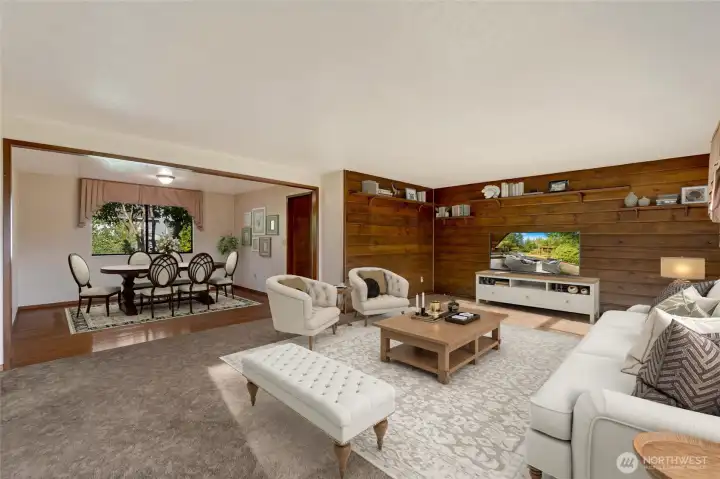 Its open layout creates the perfect space for relaxing, entertaining, or enjoying quiet moments with family, while highlighting the home’s warm and welcoming atmosphere.  [This photo is virtually staged.]