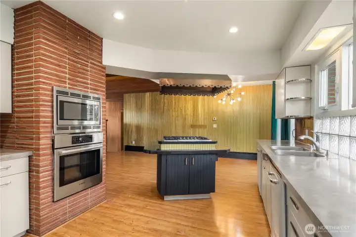 The kitchen features Old Republic steel cabinets and distinctive retro-styled refrigeration & a Bosch dishwasher that offer the "look of yesteryear"
