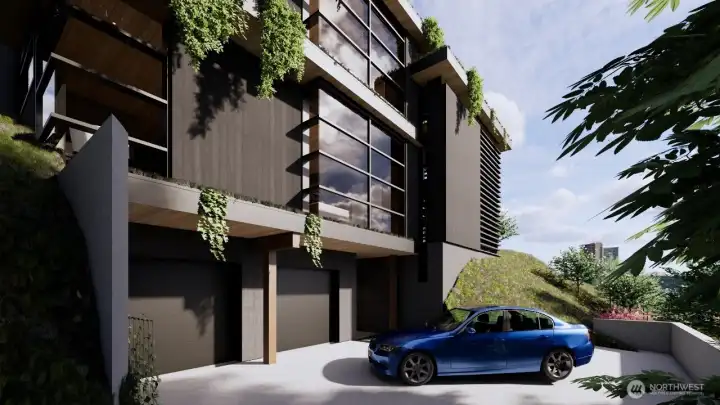 Driveway and garage.