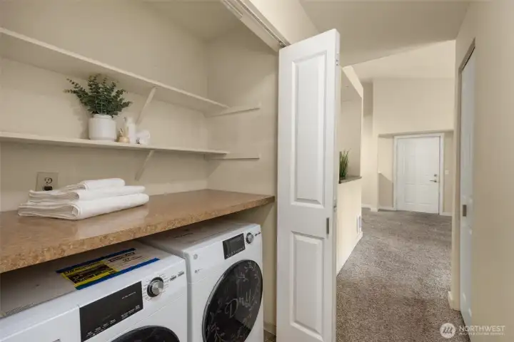 Conveniently located side-by-side washer and dryer