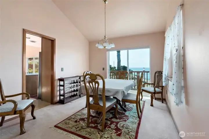 Dining room with slider access to deck