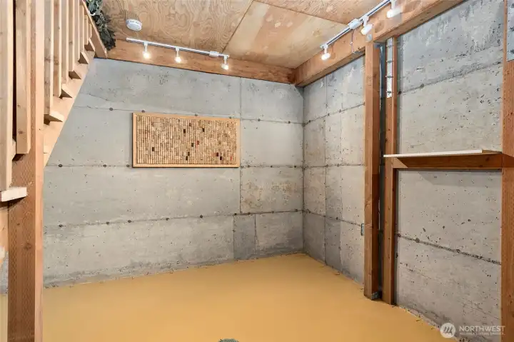 Downstairs to the wine cellar