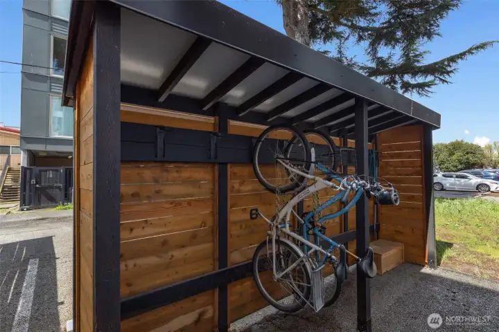 Dedicated bike storage off the alley.