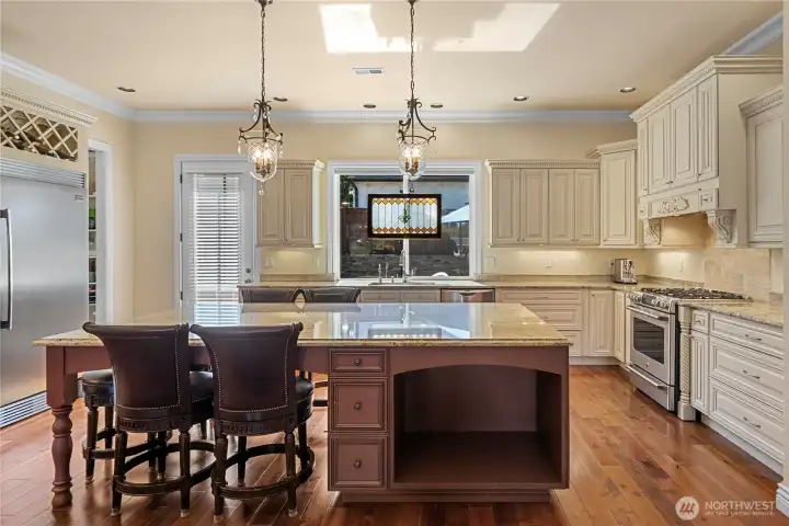 The built in dog bed underneath the Island is a charming bonus for your pet, or it can be extra storage.