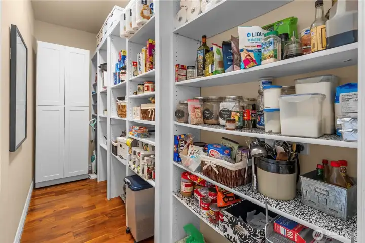 Large walk in pantry wired for expresso stand/ice maker/wine fridge