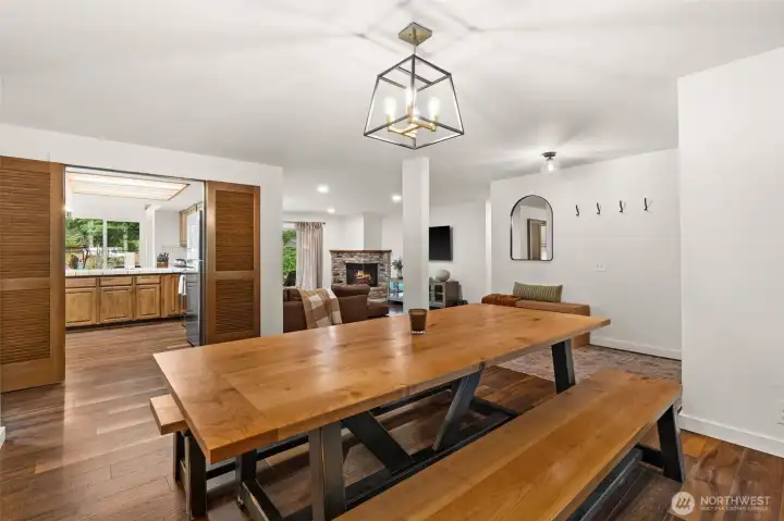 The spacious dining area is perfectly positioned within the open floor plan, keeping the chef connected to the conversation. The spacious dining area is perfectly positioned within the open floor plan, keeping the chef connected to the conversation.