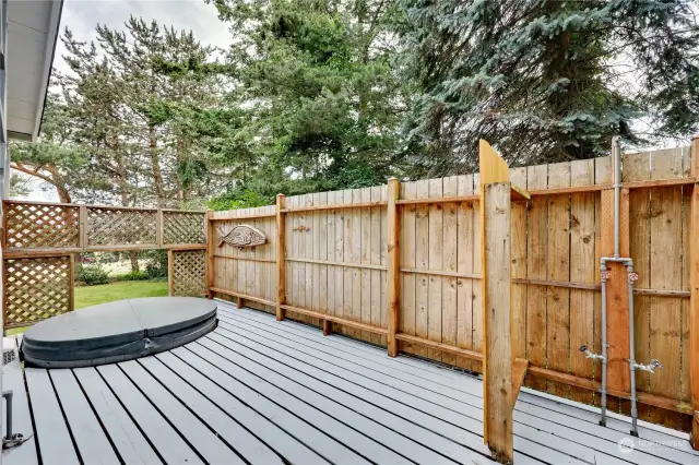 Private deck and hot tub with a view.