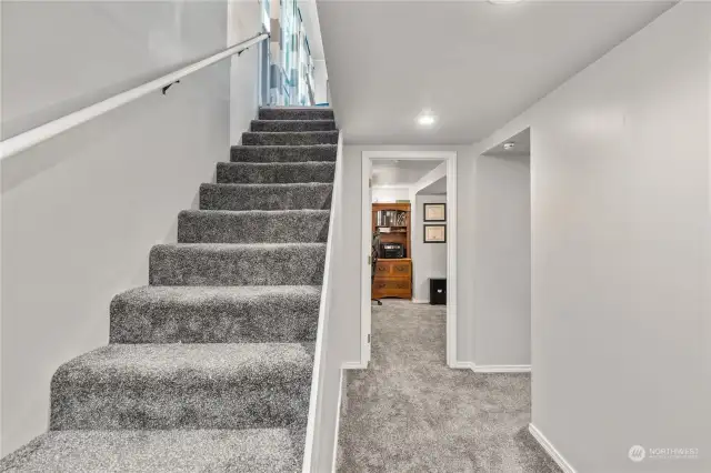 stairs leading down to the finished basement