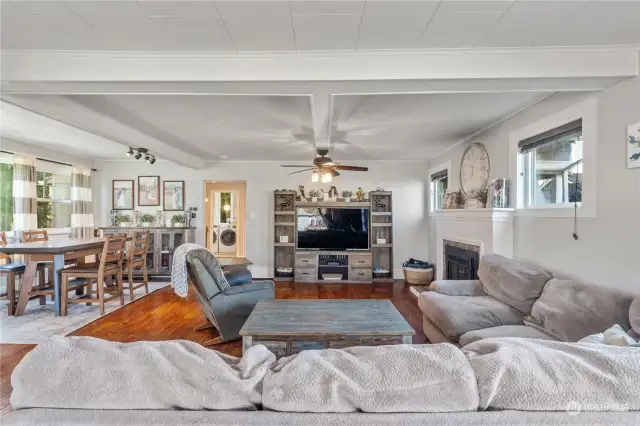 large living room, with gas fireplace