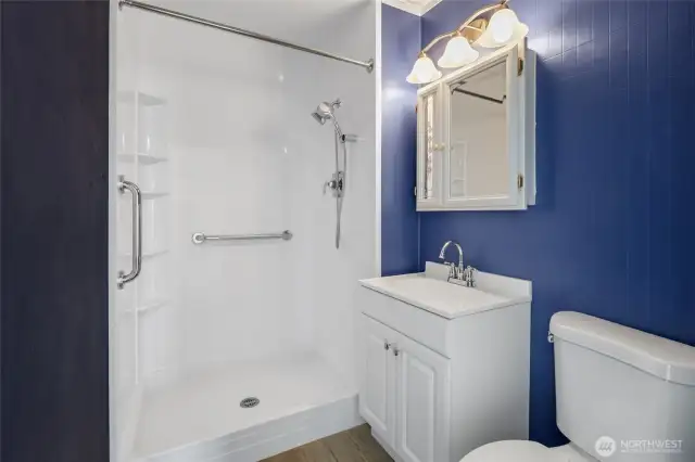 Remodeled 3/4 Bath with Walk in Shower.