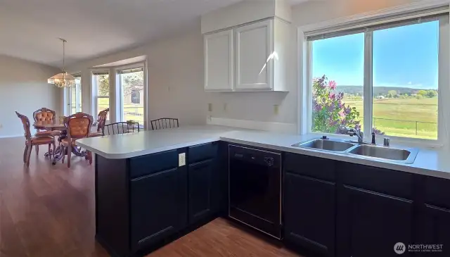 Kitchen with view of pasture