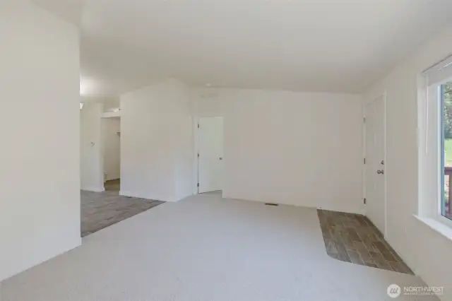 View from living room to bedroom and Kitchen