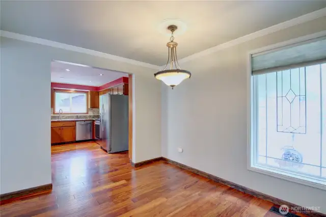 Dining room leading into the kitchen