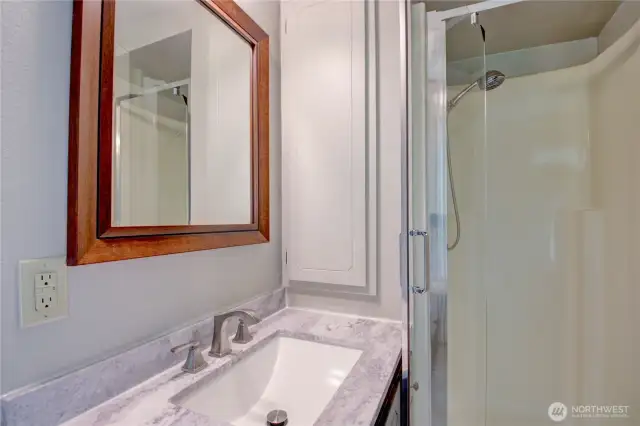 3/4 bathroom off of the primary