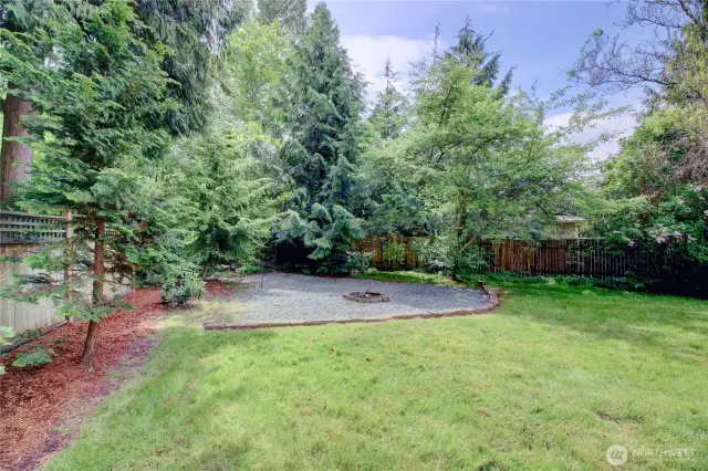 Fire pit area in the private back yard